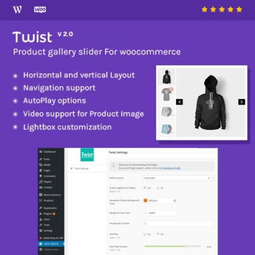 Product Gallery Slider for WooCommerce – Twist【独立站图片显示播放效果插件】